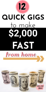 Want financial freedom? Want to make money fast? Here are quick side hustles to help you make money online quick. Read my 12 favourite money making ideas for extra cash #makemoneyonline #sidehustle #financialfreedom #financialindependence #workfromhome #job #teen #momlife