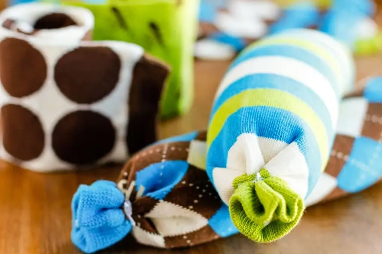 A blue and brown patterned essential oil heating pads as a craft to make and sell.