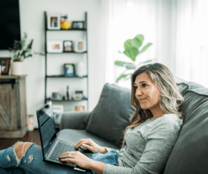 woman searching for jobs that are working from home.