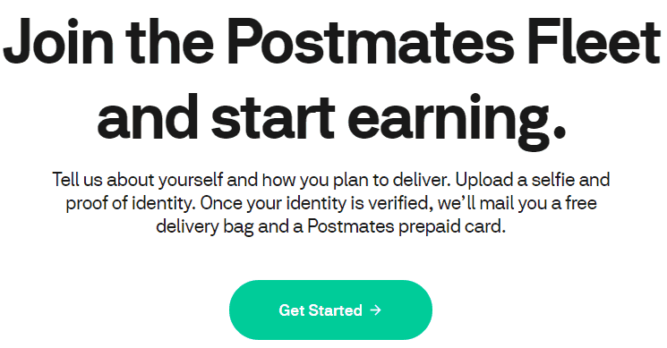 postmates sign up button.