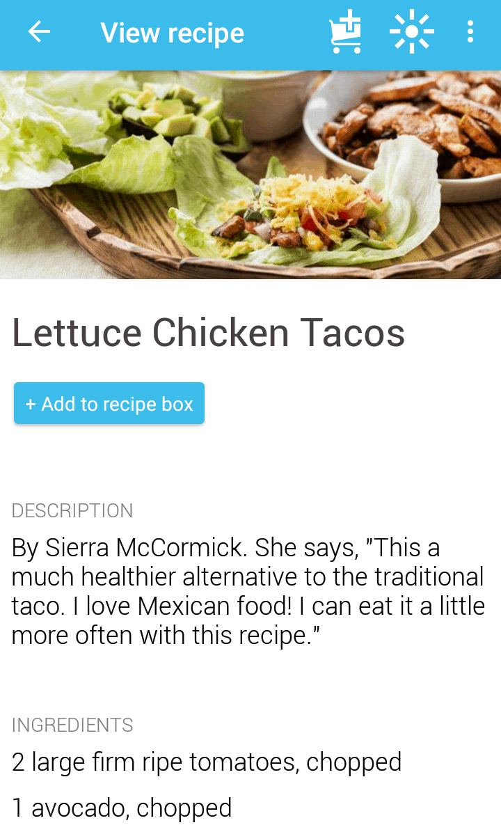 Lettuce chicken tacos recipe on the cozi app