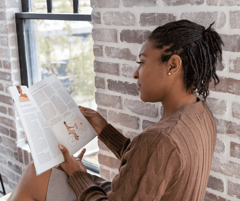 woman reading a book