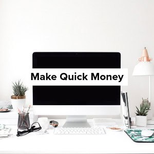woman typing on laptop to make quick money.